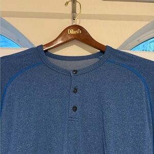 Lululemon Men’s Metal Vent Tech Long Sleeve Henley Shirt Size Large Blue Heather